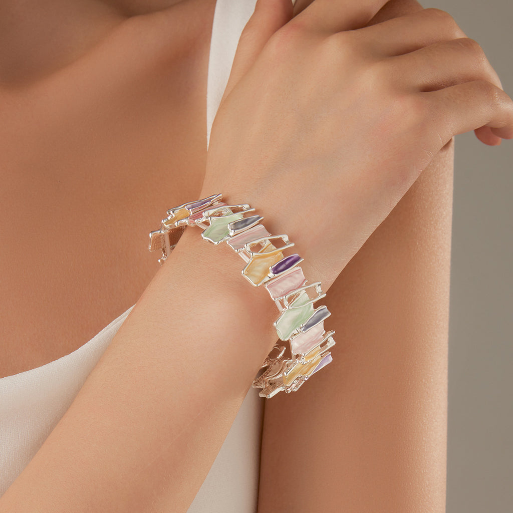Elegant Multicolor Stone Link Bracelet