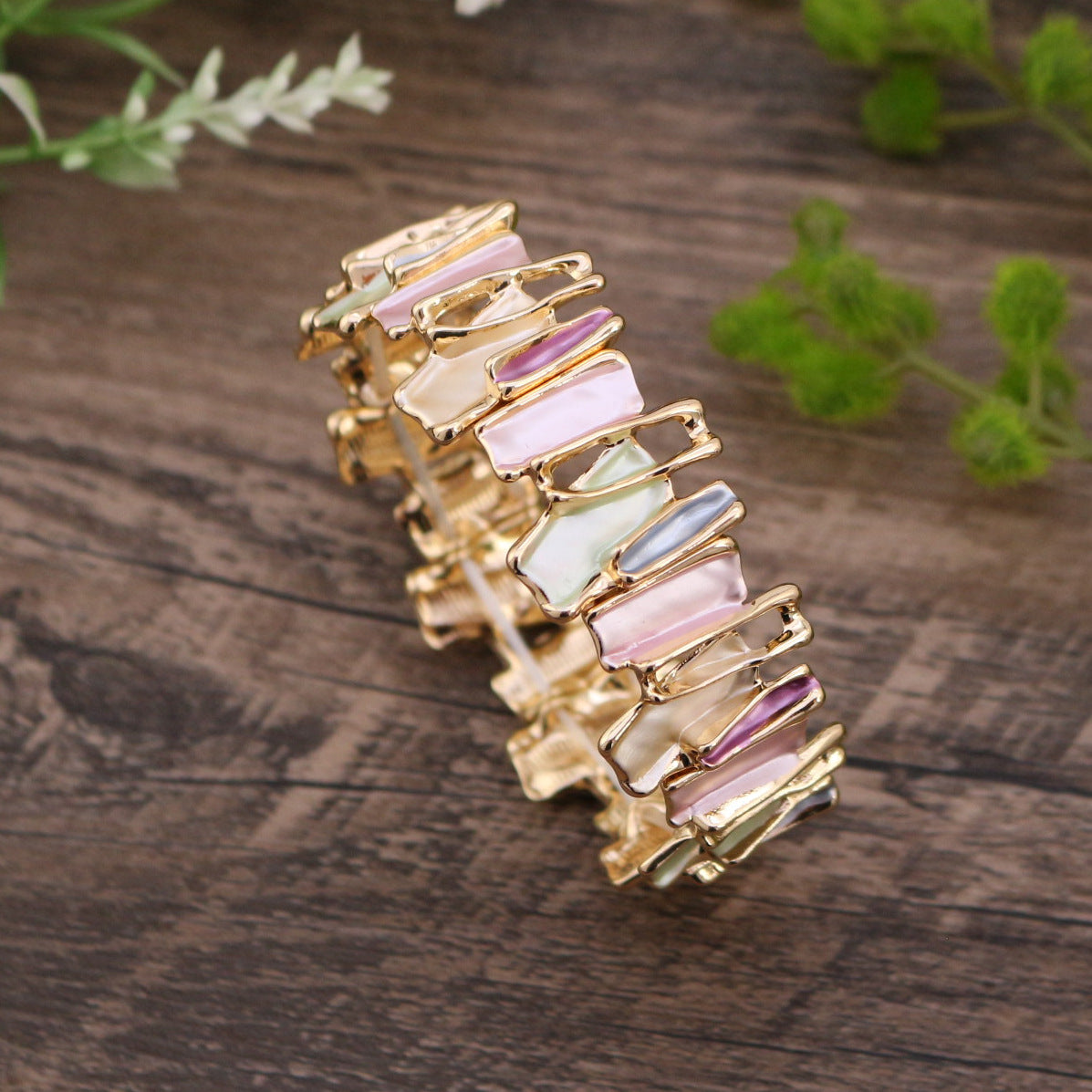 Elegant Multicolor Stone Link Bracelet