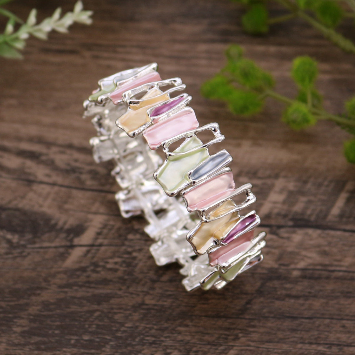 Elegant Multicolor Stone Link Bracelet