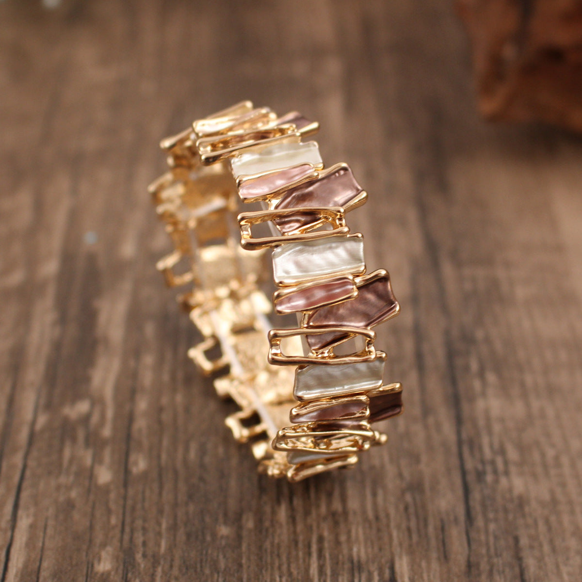 Elegant Multicolor Stone Link Bracelet
