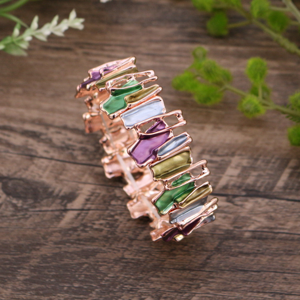 Elegant Multicolor Stone Link Bracelet