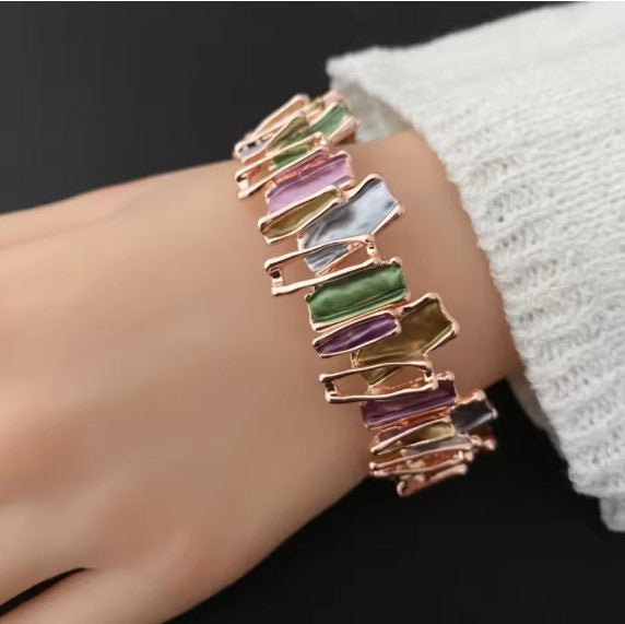 Elegant Multicolor Stone Link Bracelet