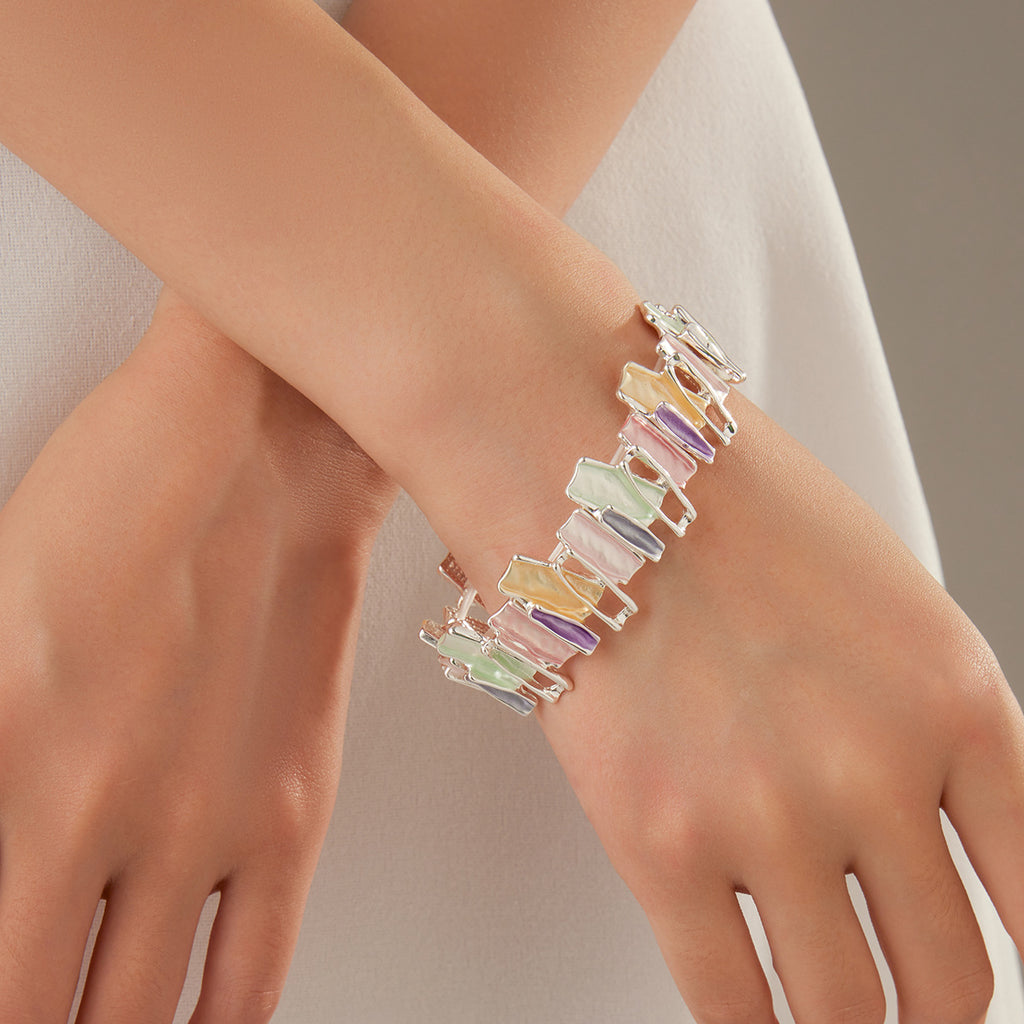 Elegant Multicolor Stone Link Bracelet